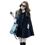 Elonglin Capa Poncho Feminino Manga Asa De Morcego Com Botões E Bolsos Laterais Casaco Quente Moderno Para Mulheres Para Outono M