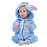 Elonglin Macacão Animal Flanela Para Bebês Unissex Zíper Com Capuz Pijama Para Bebês Macia Quente  H  0 6 Meses 