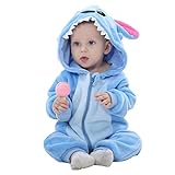 Elonglin Macacão Animal Flanela Para Bebês Unissex Zíper Com Capuz Pijama Para Bebês Macia Quente H 6 12 Meses 
