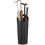 ELPMD Suporte De Guarda Chuva Preto Para Entrada Com Bandeja Coletora E 2 Ganchos De Aço Leahter De Altura De 57 Cm Suporte Interno Para Guarda Chuva Pode Armazenar 10 Guarda Chuvas De Golfe Ou