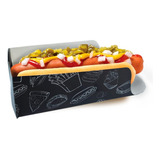 Embalagem Caixas Hot Dog Cachorro Quente 100 Pçs Preto