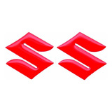 Emblema Adesivo Resinado Logo Tanque Suzuki Vermelho Par Fk