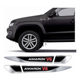 Emblema Adesivo Volkswagen Vw Amarok V6 Resinado Cromado Aplique Lateral Carro Res30