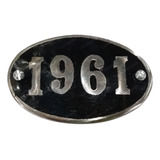 Emblema Ano 1961 Aluminio preto Placa Haste Ano 1961 Alumi