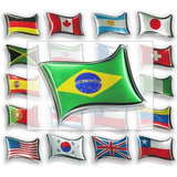 Emblema Bandeira Países Adesivo Resinado Etiqueta Diadema