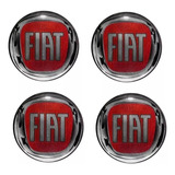 Emblema Fiat Vermelho Adesivo Calota Roda Resinado 48mm 4pçs