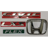 Emblema Honda New Civic Lxs Flex Mala H 07 11 4 Pçs