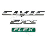 Emblemas Civic Exs E Flex Honda New Civic 2007 08 09 10 2011