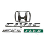 Emblemas Civic Exs Flex E Logo H Mala New Civic 2007 A 2011