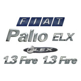 Emblemas Palio Elx Fiat Mala 1 3 Fire E Adesivo Flex