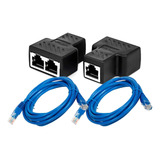 Emenda Duplicador Adaptador Extensor 2 Cabo Rj45 5 Metros