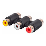Emenda Rca X Rca Tripla Fêmea Extensor Cabo Video E Áudio