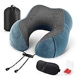 Emgthe Travesseiro De Viagem 100 Espuma De Memória Travesseiro De Pescoço Para Avião Travesseiro De Apoio De Pescoço E Cabeça Para Descanso De Dormir E Carro Kit De Travesseiros De Viagem Com Bolsa De Armazenamento Máscara De Dormir E Tampões De Ouvido Azul Pavão