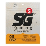 Encordoamento Sg Cordas 0 11 P Violão Aço Light Kit Com 03