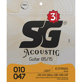 Encordoamento Sg Violão Aço 010 Bronze Light Pack C 3 Jogos