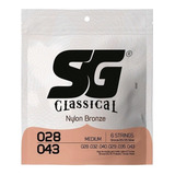 Encordoamento Sg Violão Nylon Bronze Tensão Média Classico