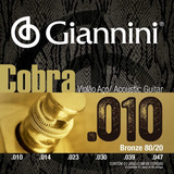 Encordoamento Violão Giannini 010 Cobra Bronze 80 20