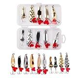 ENERFLAT Kit De 10 Colheres De Pesca De Metal Com Caixa De Equipamento De Gancho Colheres De Iscas De Pesca Rígidas Iscas De Pesca De Metal Iscas De Lantejoulas De Pesca De Metal Para Truta 