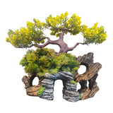 Enfeite Aquario Caverna Bonsai Planta Artificial Rocha Tocas