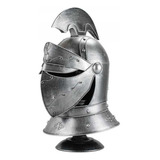 Enfeite Capacete Cavaleiro Medieval Prateado 46x32x20 Cm