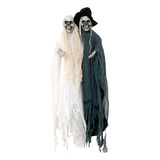 Enfeite Casal Esqueleto Terror Som Led Decoração Halloween