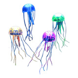 Enfeite De Aquário Água Viva Silicone Fluorescente 4un