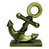 Enfeite De Metal Âncora Dourada Navio Marinha Luxo Decoração