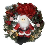 Enfeite De Porta Guirlanda Grande Natal Super Luxo Modelo Boneco Papai Noel Vermelho Decoração Natalina Artesanato Produto Artesanal Fabricado Na Serra Gaúcha Rio Grande Do Sul