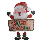 Enfeite De Porta Papai Noel feliz Natal 38 Cm É Black Friday Cor Vermelho Não Se Aplica