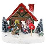 Enfeite Decorativo Luminoso Natalino Casa Do Papai Noel Com LED 13 5cm Em Resina