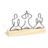 Enfeite Escultura Decoração Yoga Posições Madeira Aço