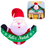 Enfeite Inflável Natal Boneco Papai Noel Com Faixa 100cm Led