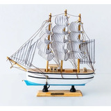 Enfeite Miniatura Barco Decorativo De Madeira Navio 23cm