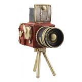 Enfeite Miniatura Filmadora Tripé Decor Retrô Vintage 22cm