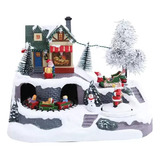Enfeite Natal Cenário Casa Árvore Movimento Luz Som 14x23x