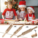 Enfeite Natal Madeira 3 Rolos Massa Decorativos Confeitaria