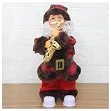 Enfeite Natal Musical Com Movimento Papai Noel Saxofonista Com LED 30cm