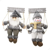 Enfeite Natal Porta Pendurar Papai Noel Boneco De Neve