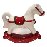 Enfeite Natalino De Cerâmica Cavalinho Cavalo Gangorra 14cm