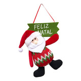 Enfeite Natalino De Porta Natal Papai Noel C placa Presente Cor Vermelho zigzag