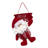 Enfeite Natalino De Porta Ou Árvore De Natal Papai Noel Cor Vermelho xadrez