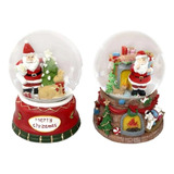 Enfeite Natalino Globo De Neve Papai Noel Em Resina 14cm
