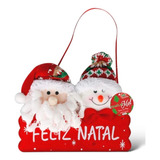 Enfeite Pendente Placa Feliz Natal Boneco Neve Noel Luxo