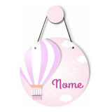 Enfeite Porta Maternidade Mdf Infantil Bebê Balão Nome