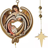 Enfeite Porta Sagrada Família Mdf Anjo 35x12 Cm