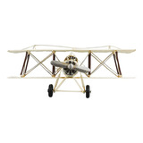 Enfeite Retrô Miniatura Avião Antigo Branco Hélice 35cm