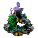 Enfeite Rocha Coral Aquário Com Plantas Com Toca Para Peixes