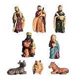 Enfeites De Natal De Presépio 8 Peças De Ornamentos De Resina Da Família Decorações Pintadas à Mão De Mesa Estátuas De Presépio Para Quarto Sala De Estar