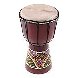 Entemah 6in Djembe Africano Tambor De Madeira Maciça Esculpida à Mão Instrumento Musical Tradicional Africano