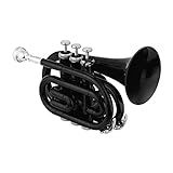 Entemah Mini Pocket Trumpet Bb Flat Brass Material Wind Instrument With Mouthpiece G S Cleaning Cloth Carrying Case